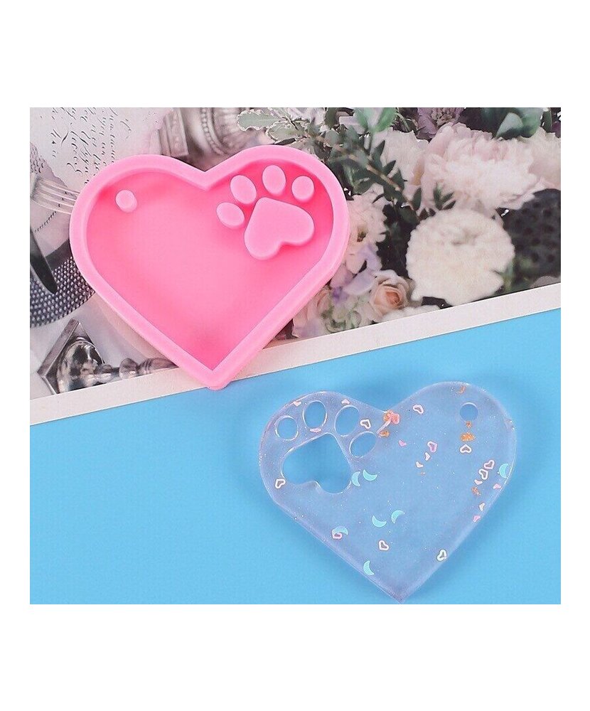 MOLDE CORAZON PLANO CON HUELLA PERRO