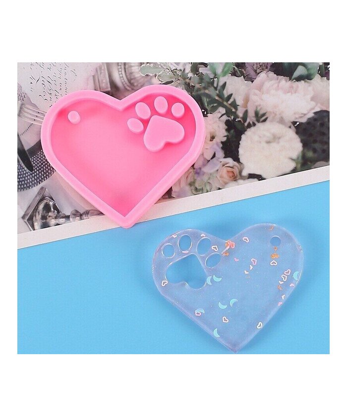 MOLDE CORAZON PLANO CON HUELLA PERRO