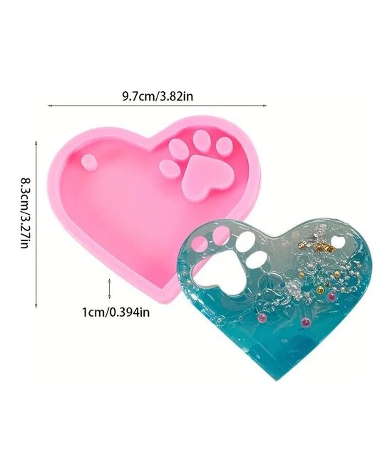 MOLDE CORAZON PLANO CON HUELLA PERRO