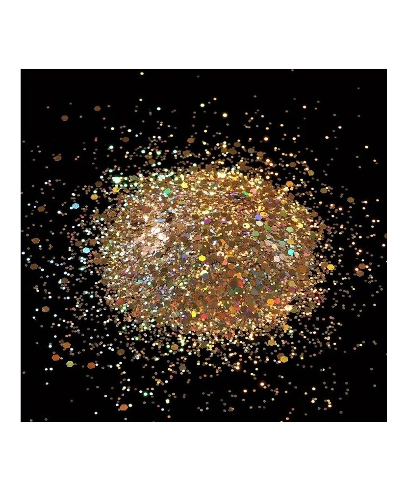 ESCARCHA DORADA HOJUELAS GRANDES 10 GRAMOS