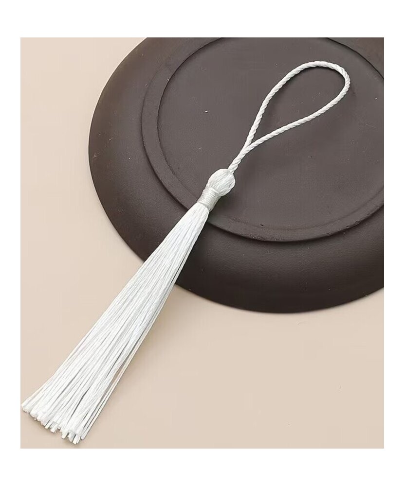 BORLAS COLGANTES LARGAS BLANCAS x 10 UNIDADES