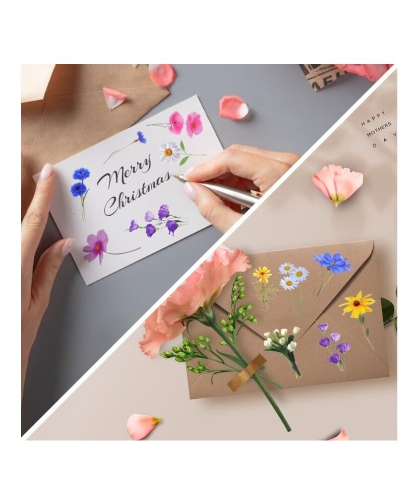 ETIQUETAS DE FLORES TRANSPARENTES PARA MANUALIDADES 10 UNIDADES