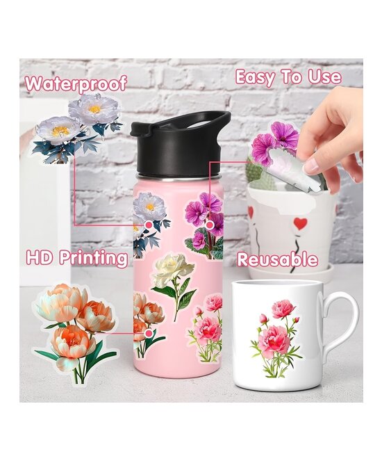 ETIQUETAS DE FLORES TRANSPARENTES PARA MANUALIDADES 10 UNIDADES
