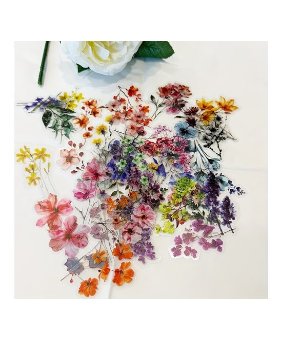 ETIQUETAS DE FLORES TRANSPARENTES PARA MANUALIDADES 10 UNIDADES