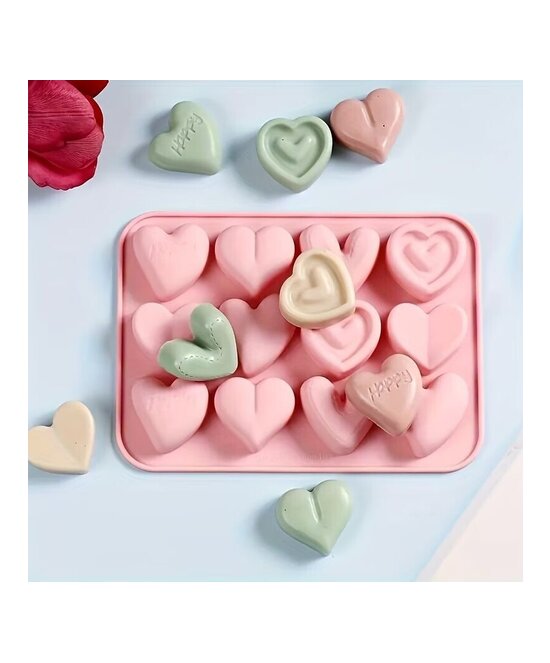 MOLDE DE CORAZONES DIFERENTES DISEÑOS 12 CAVIDADES