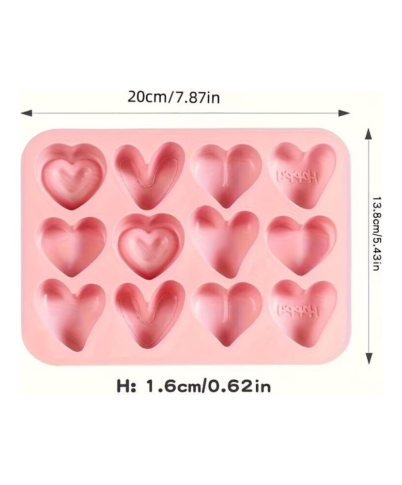 MOLDE DE CORAZONES DIFERENTES DISEÑOS 12 CAVIDADES