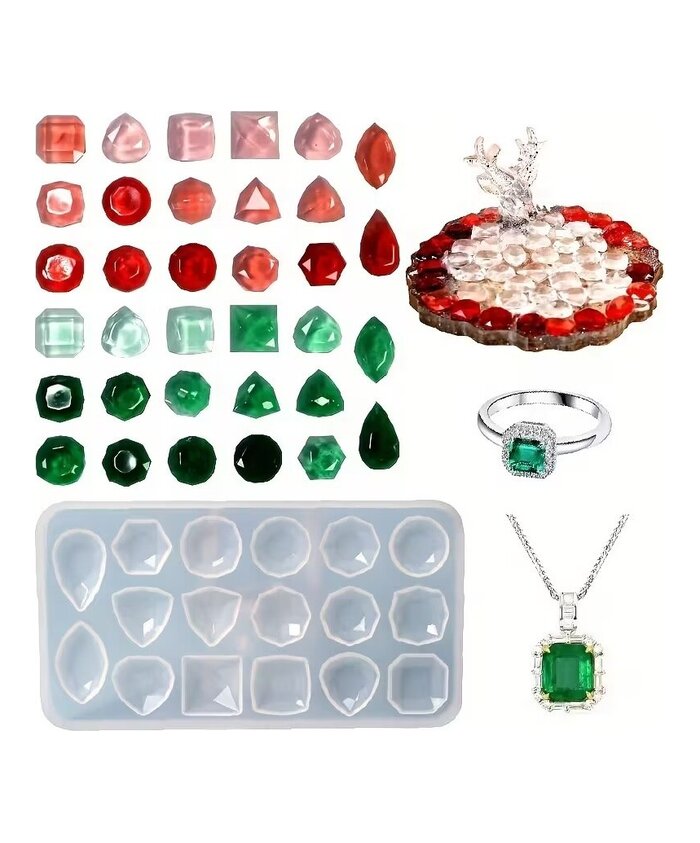 MOLDE ESTILO PIEDRAS DE JOYERIA PEQUEÑO 17 CAVIDADES