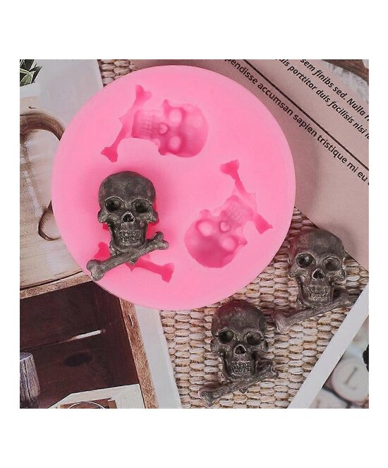 MOLDE MINI CALAVERAS PLANAS 3 CAVIDADES