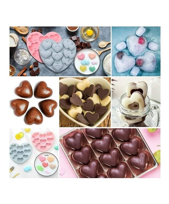 MOLDE CORAZONES PLANOS CON DISEÑO DOBLE 9 CAVIDADES