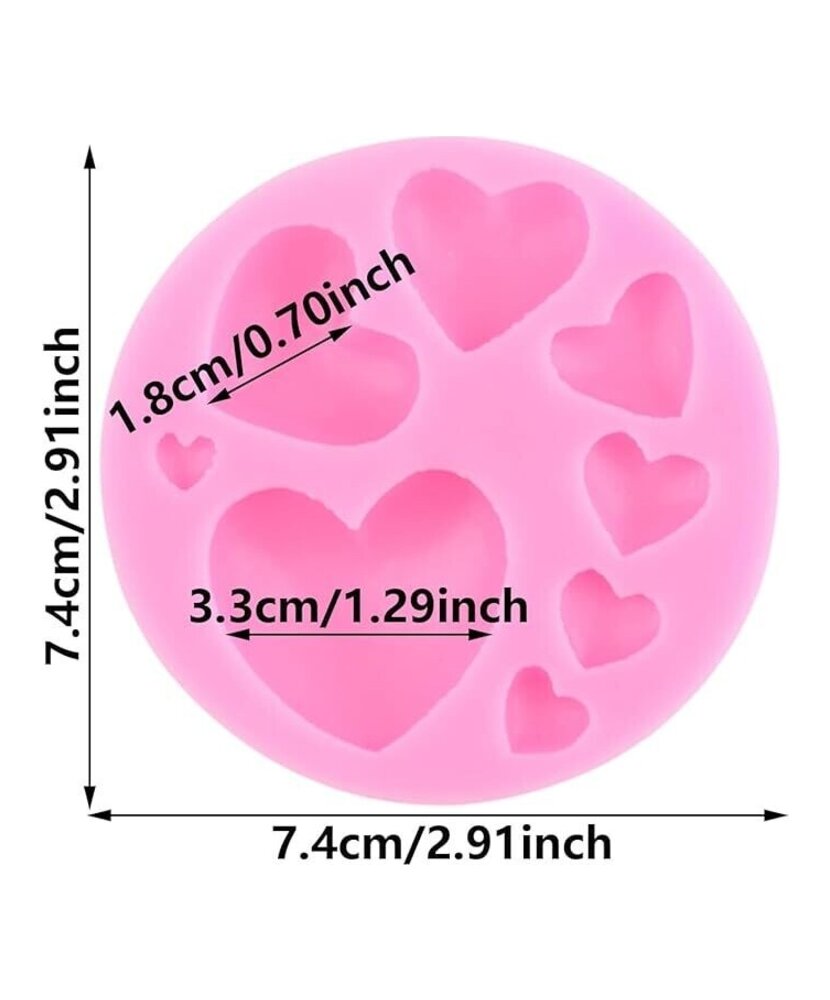 MOLDE CORAZONES PLANOS CIRCULAR 8 CAVIDADES