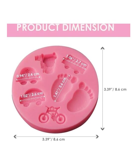MOLDE MINI PIEZAS BEBE CARROS 7 CAVIDADES