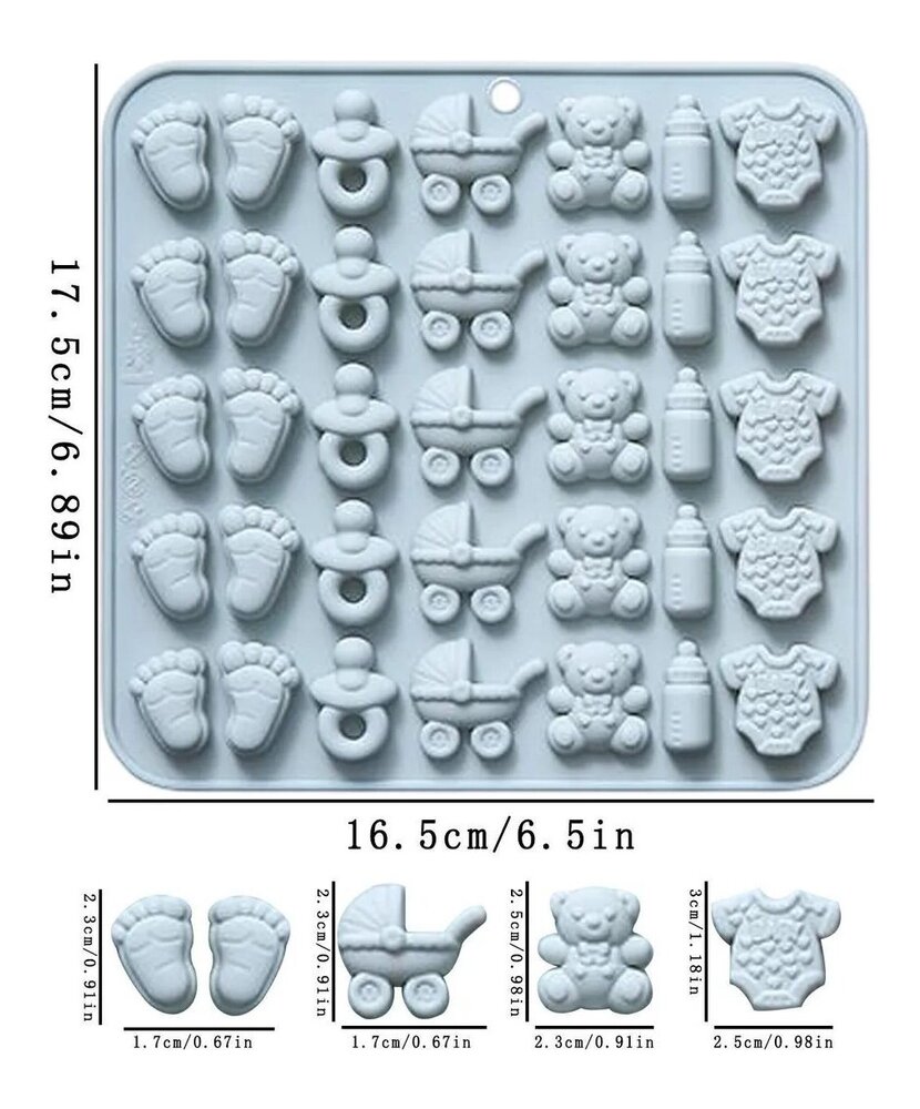 MOLDE PIEZAS DE BEBE MEDIANO 6 MODELOS