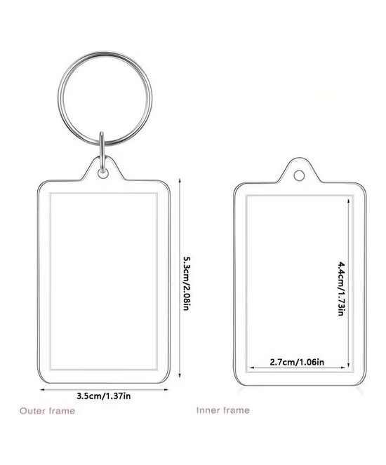 LLAVEROS ACRILICOS RECTANGULARES CON MARCO PARA FOTOS