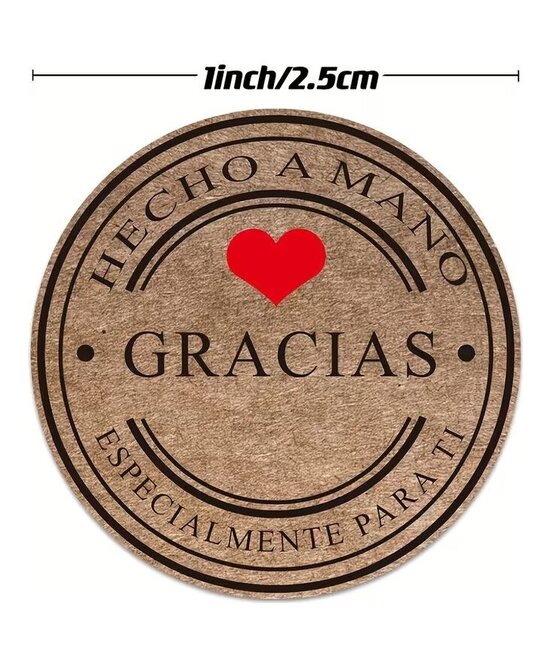 ETIQUETAS HECHO A MANO GRACIAS  X 20 UNIDADES