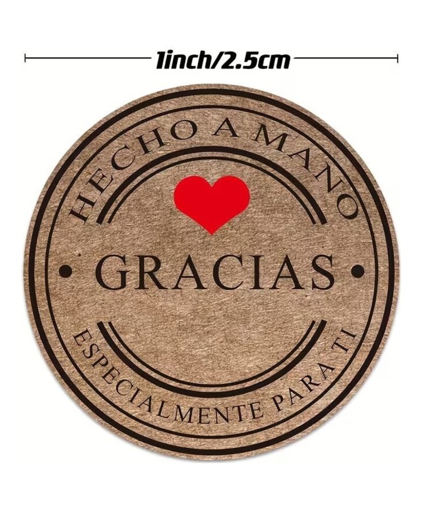 ETIQUETAS HECHO A MANO GRACIAS  X 20 UNIDADES
