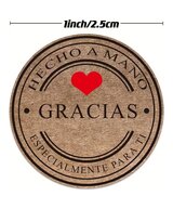 ETIQUETAS HECHO A MANO GRACIAS  X 20 UNIDADES