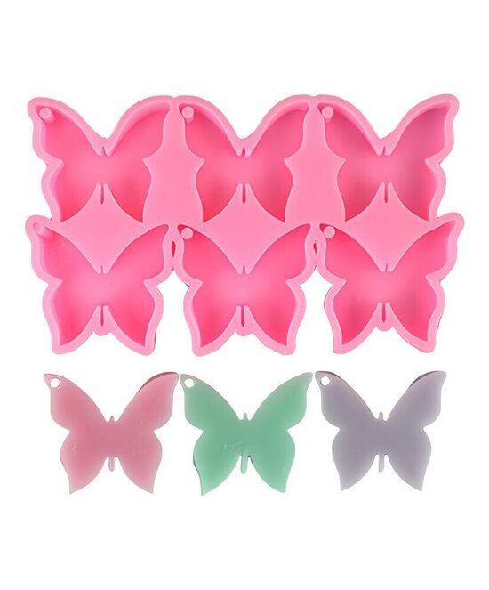 MOLDE MARIPOSAS PLANAS PARA LLAVEROS 6 CAVIDADES