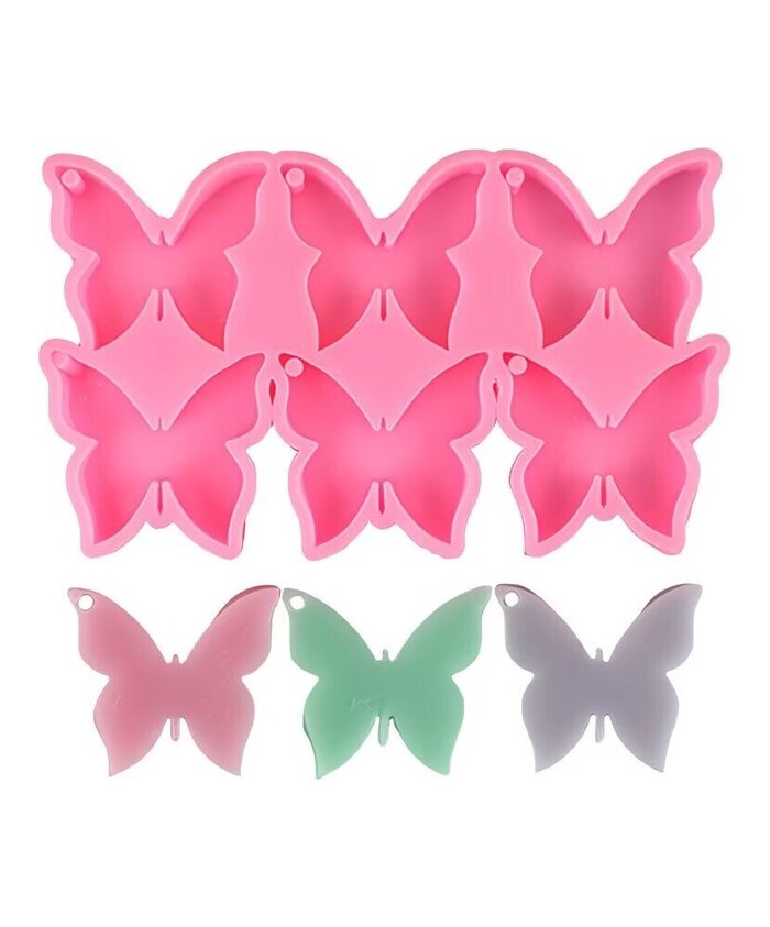 MOLDE MARIPOSAS PLANAS PARA LLAVEROS 6 CAVIDADES
