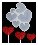 MOLDE DE CORAZONES PLANOS 6 CAVIDADES 6 TAMAÑOS