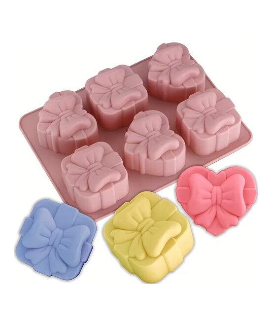 MOLDE PARA JABONES LAZOS CORAZONES GRANDES PLANOS 6 CAVIDADES