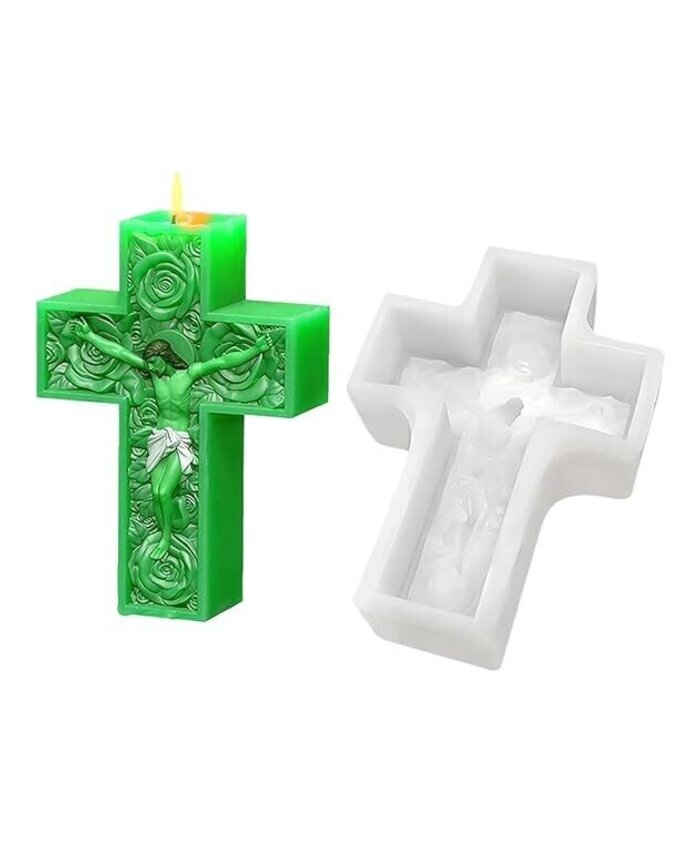 MOLDE CRUZ CON CRISTO FLORAL