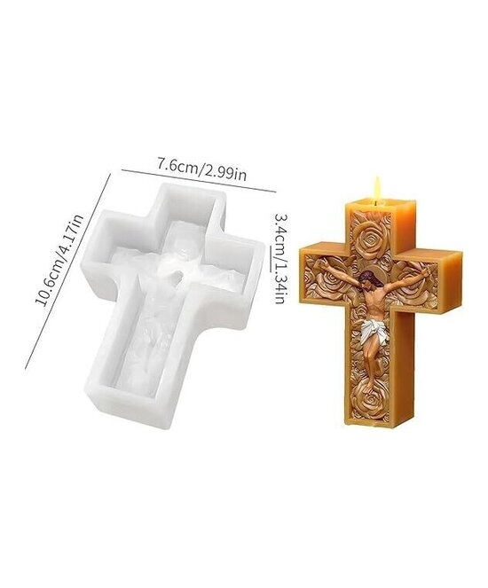 MOLDE CRUZ CON CRISTO FLORAL