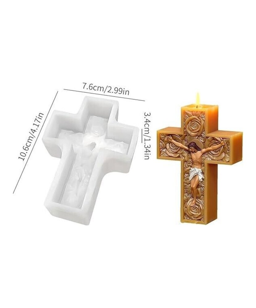 MOLDE CRUZ CON CRISTO FLORAL