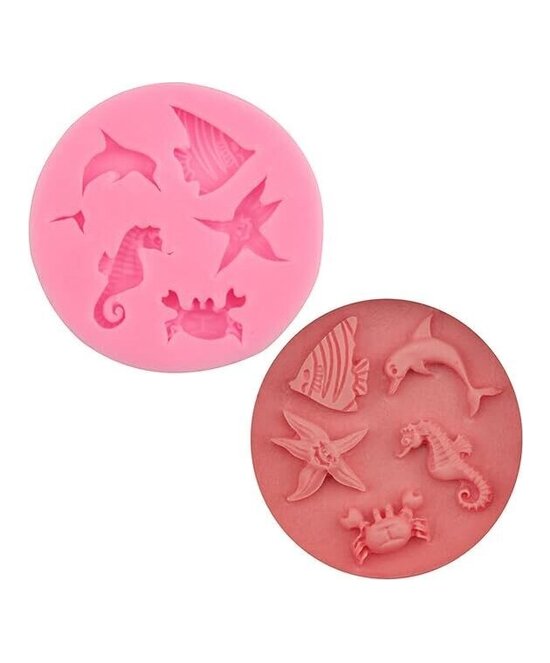 MOLDE MINI FIGURAS MARINAS PLANAS 5 CAVIDADES DELFIN