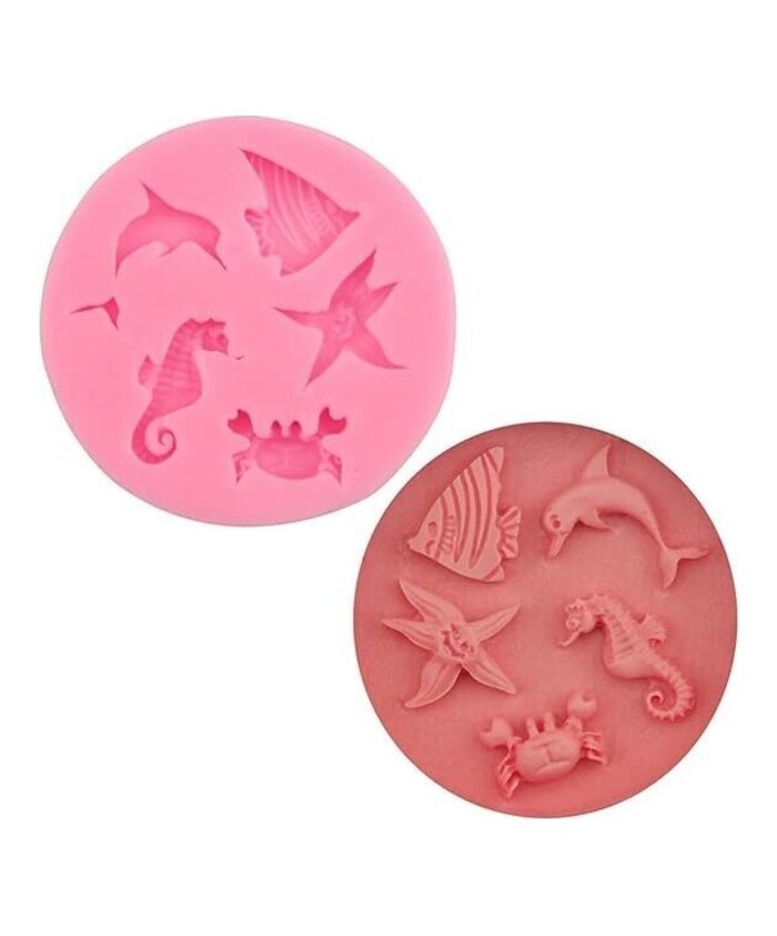 MOLDE MINI FIGURAS MARINAS PLANAS 5 CAVIDADES DELFIN