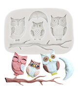 MOLDE TRIO DE BUHOS PLANOS PEQUEÑOS