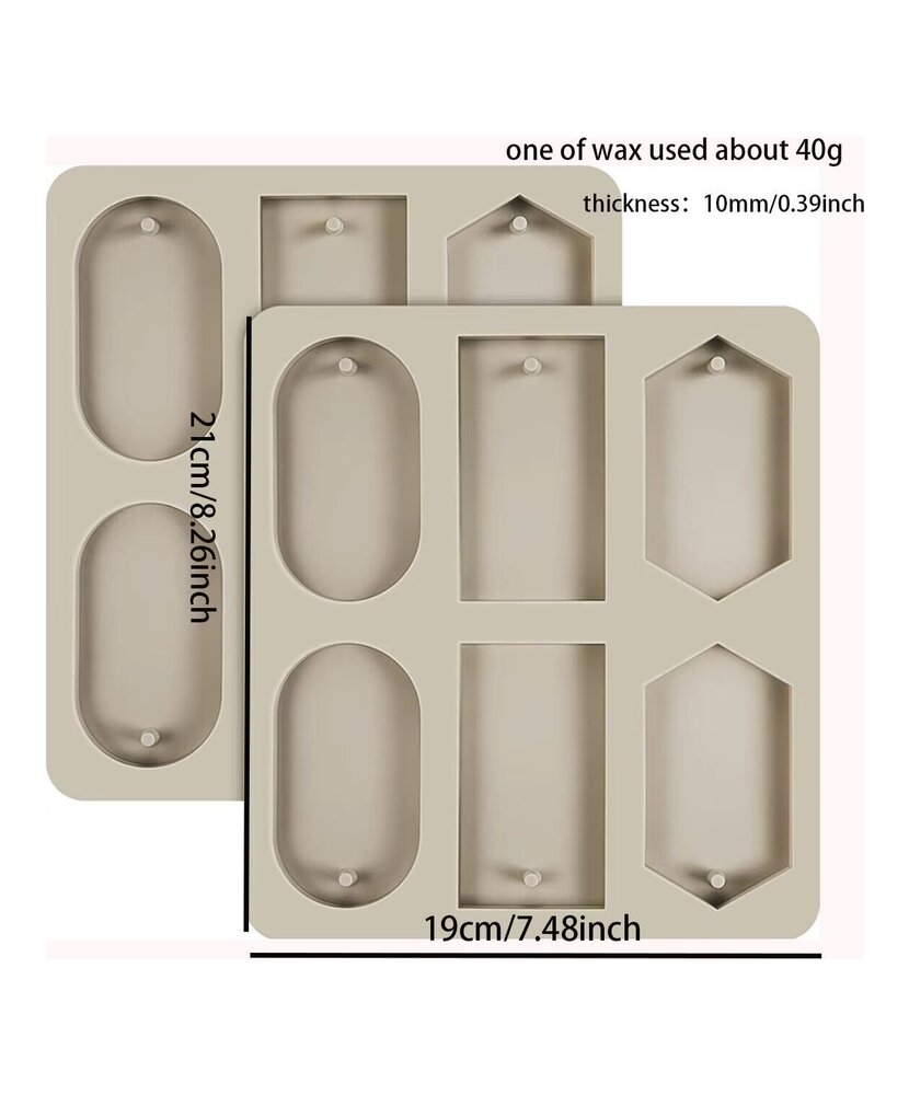 MOLDE TABLETAS AROMATICAS WAX OVALO, RECTANGULO 6 CAVIDADES