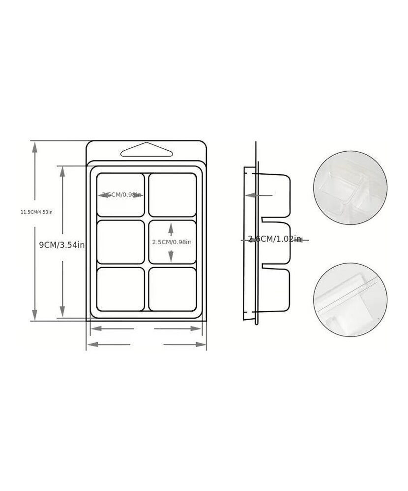 ENVASE PLASTICO PARA WAX 6 CAVIDADES