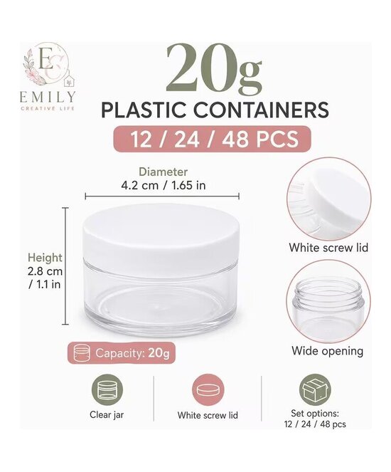 ENVASES PLASTICO PARA PRODUCTOS COSMETICOS 20 GRAMOS