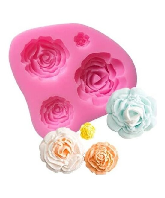 MOLDE ROSAS PLANAS PEQUEÑAS 4 CAVIDADES