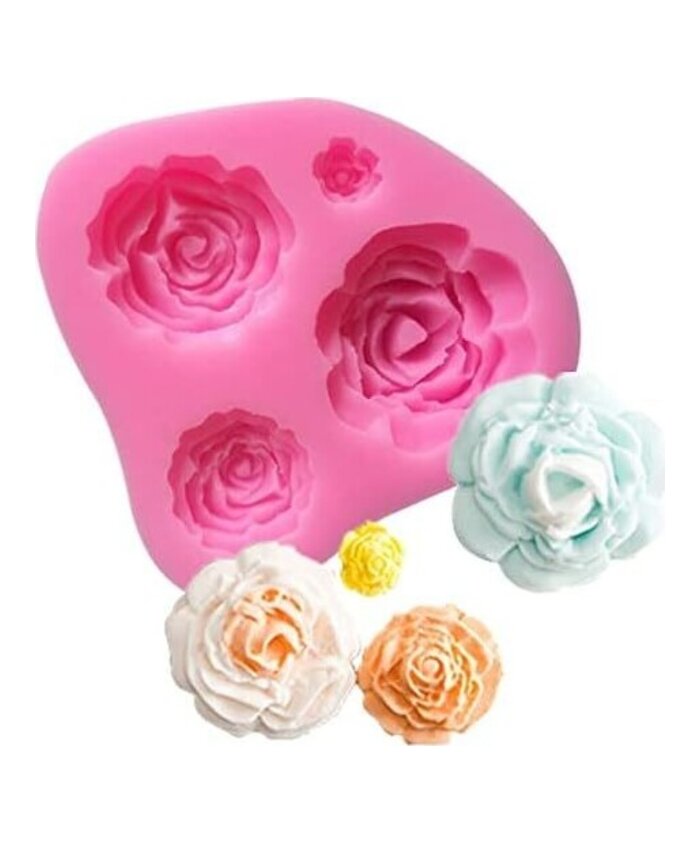 MOLDE ROSAS PLANAS PEQUEÑAS 4 CAVIDADES