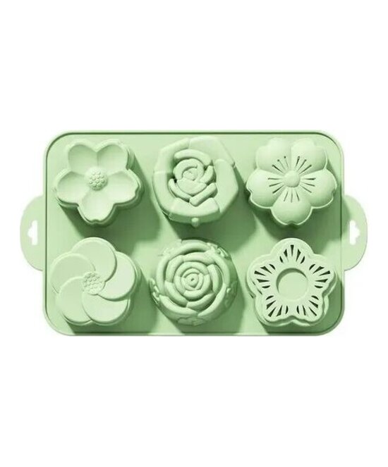MOLDE FLORES VARIADAS DISEÑOS 6 CAVIDADES PLANAS PARA JABONES