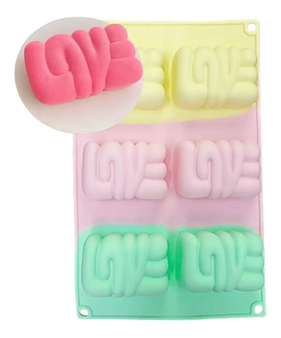 MOLDE DISEÑO PALABRA LOVE 6 CAVIDADES GRUESO
