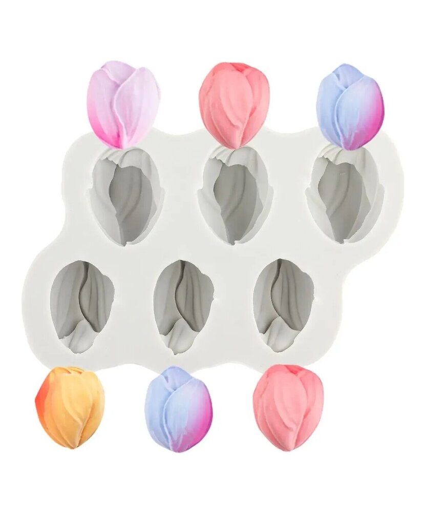 MOLDE TULIPANES PLANOS 6 CAVIDADES