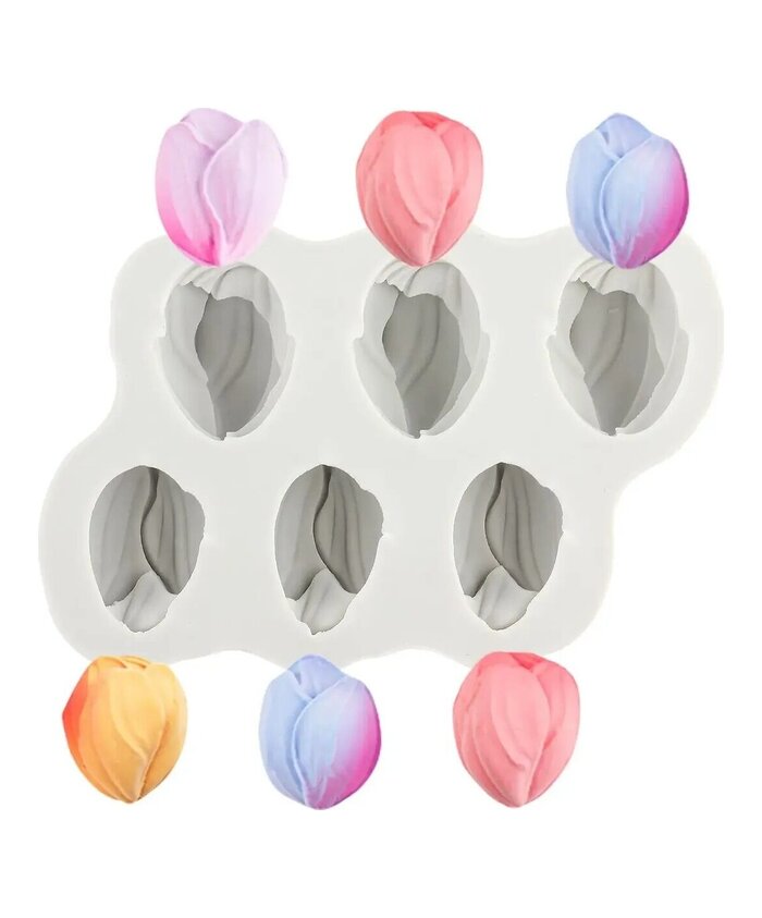MOLDE TULIPANES PLANOS 6 CAVIDADES