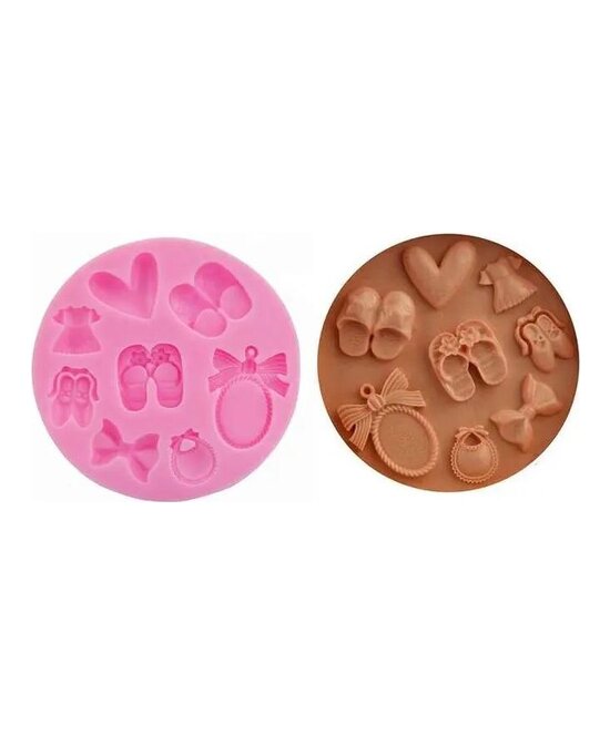 MOLDE PIEZAS DE BEBE MINI O CAVIDADES, LAZOS, ZAPATOS