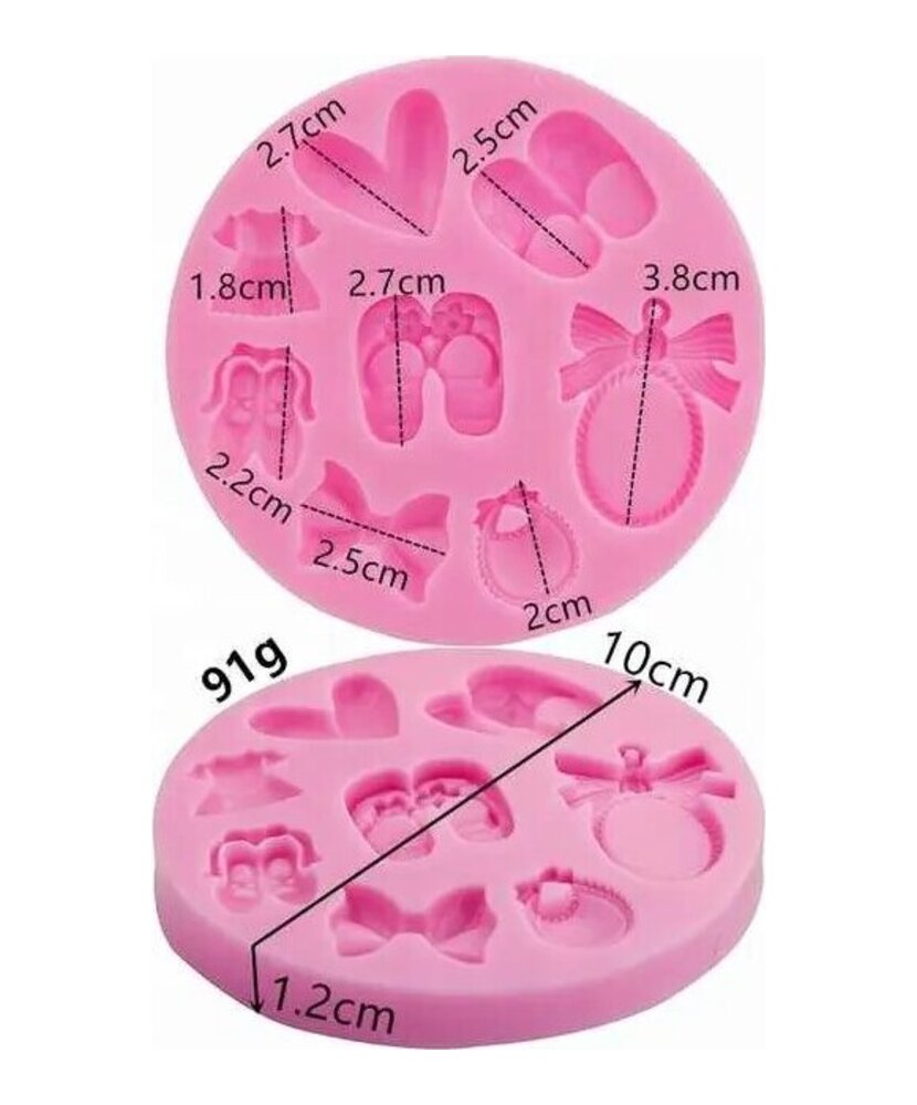 MOLDE PIEZAS DE BEBE MINI O CAVIDADES, LAZOS, ZAPATOS