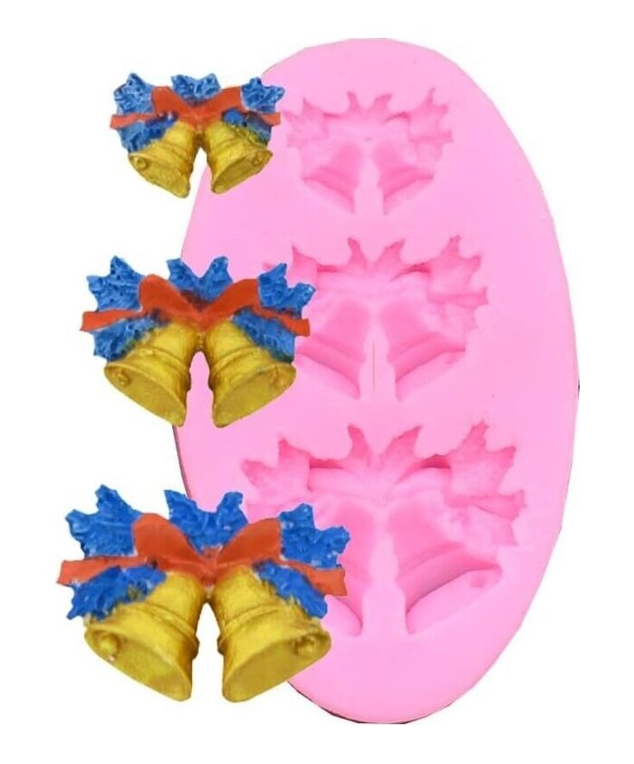 MOLDE CAMPANAS MINI 3 CAVIDADES PLANAS PEQUEÑAS