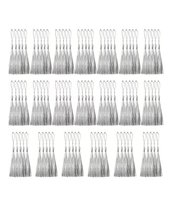 BORLAS COLGANTES GRIS x 10 UNIDADES