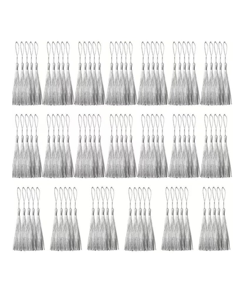 BORLAS COLGANTES GRIS x 10 UNIDADES