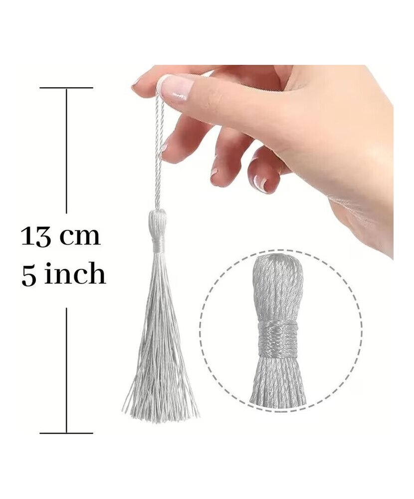 BORLAS COLGANTES GRIS x 10 UNIDADES