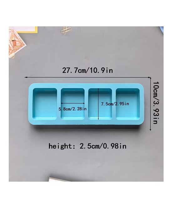 MOLDE RECTANGULAR 4 CAVIDADES JABONES