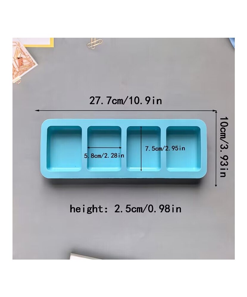 MOLDE RECTANGULAR 4 CAVIDADES JABONES