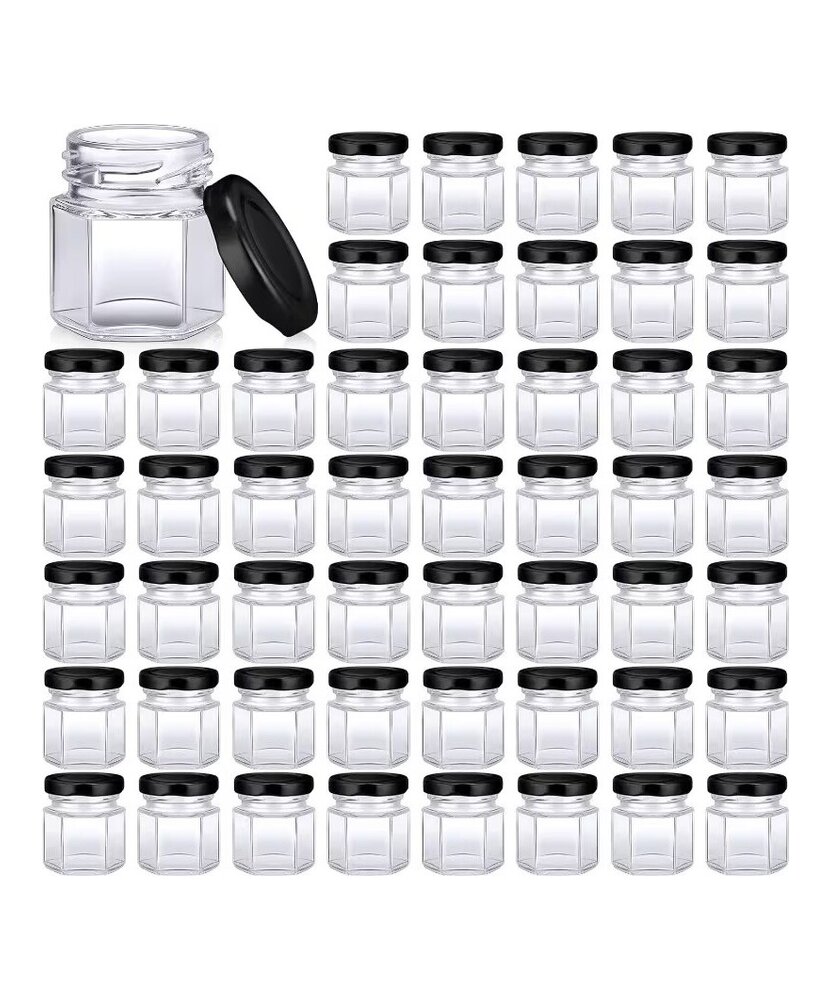 ENVASES DE VIDRIO CON TAPA NEGRA 45 ML