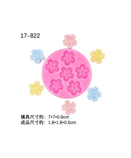 MOLDE MINI FLORES PLANAS DISEÑO 6 CAVIDADES
