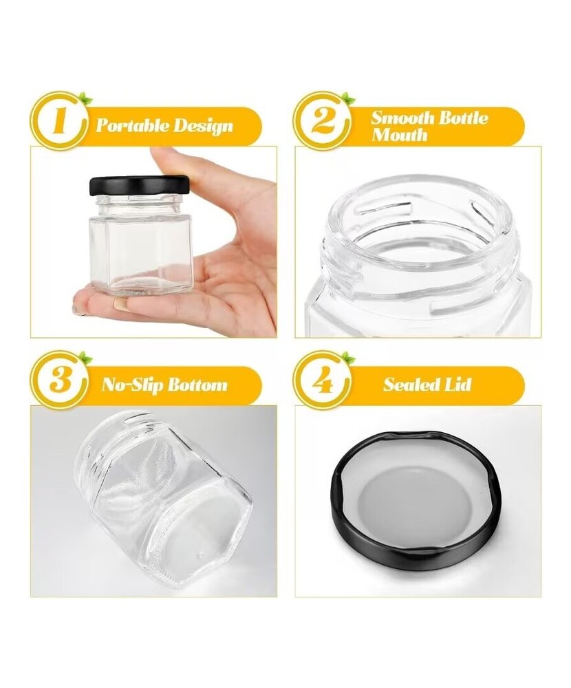 ENVASES DE VIDRIO CON TAPA NEGRA 45 ML
